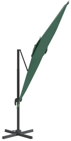 vidaXL LED konzolový slnečník zelený 400x300 cm-