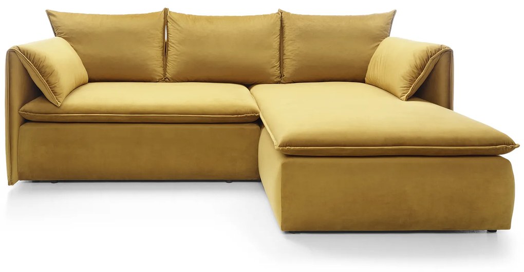Rohová sedacia súprava zlatá žltá pravá