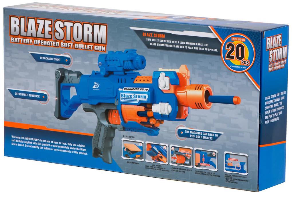 KIK Blaze Storm penová puška + zameriavač + 20 šípov modrá