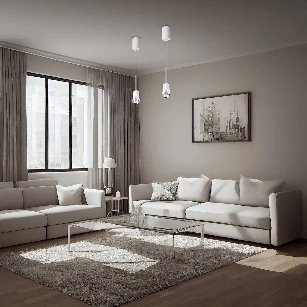 Závesné svietidlo Flower, 1x biele/chrómové kovové tienidlo