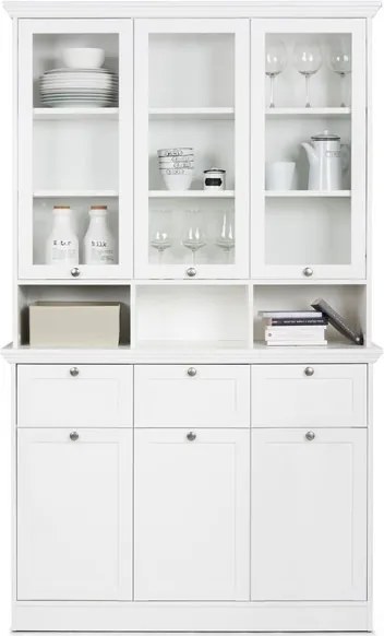 Široká úložná vitrína Landwood, biela