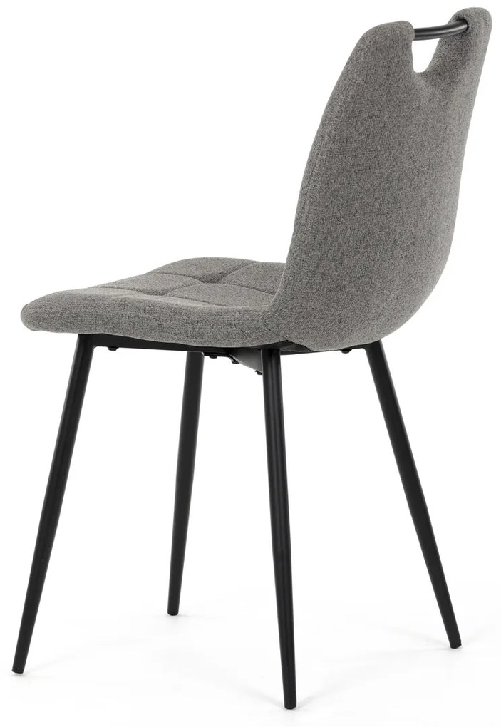 Autronic - Židle jídelní, madlo, snadno čistitelná šedá látka, černý matný lak, kovové nohy - DCL-V2017 GREY2 AKCE