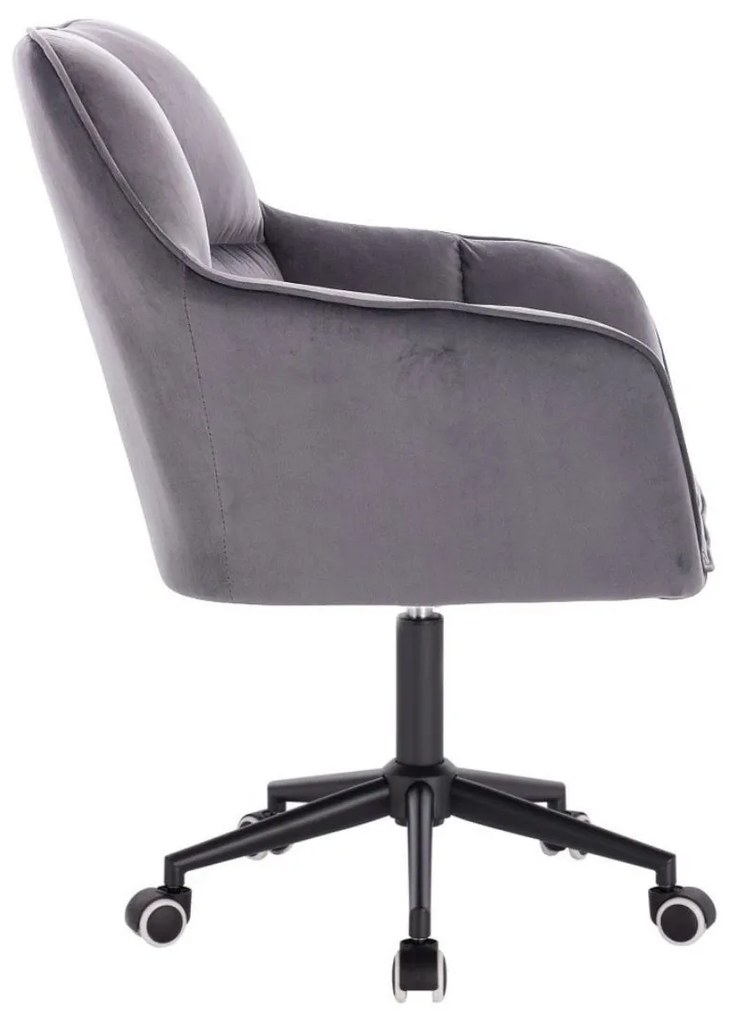 LuxuryForm DESIGN Kreslo AMALFI VELUR na čiernej podstave s kolieskami - tmavo šedé