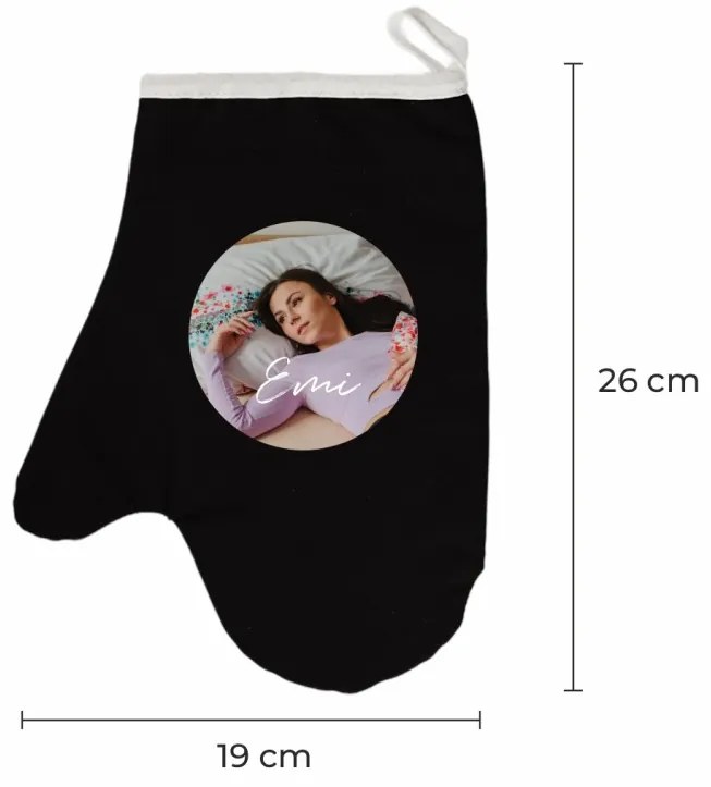 Kuchynská rukavica s vlastnou fotkou EMI, čierna