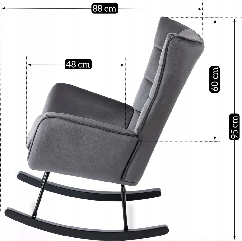 Čalúnené hojdacie kreslo JACKSON sivé