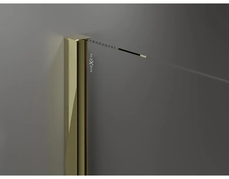 Mexen Velar, posuvné dvere do otvoru typ Walk-In 120 cm, 8mm číre sklo, zlatá lesklá, 871-120-000-03-50