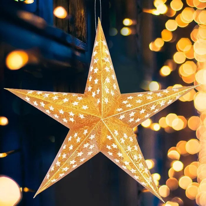 Tutumi Tutumi, LED podsvietená papierová hviezda SY-002 45cm, zlatá, CHR-05002