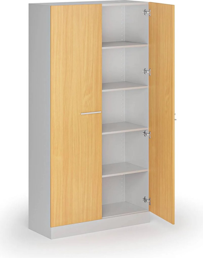 Kovová spisová skriňa s drevenými dverami, demontovaná, 1950 x 1000 x 400 mm, buk