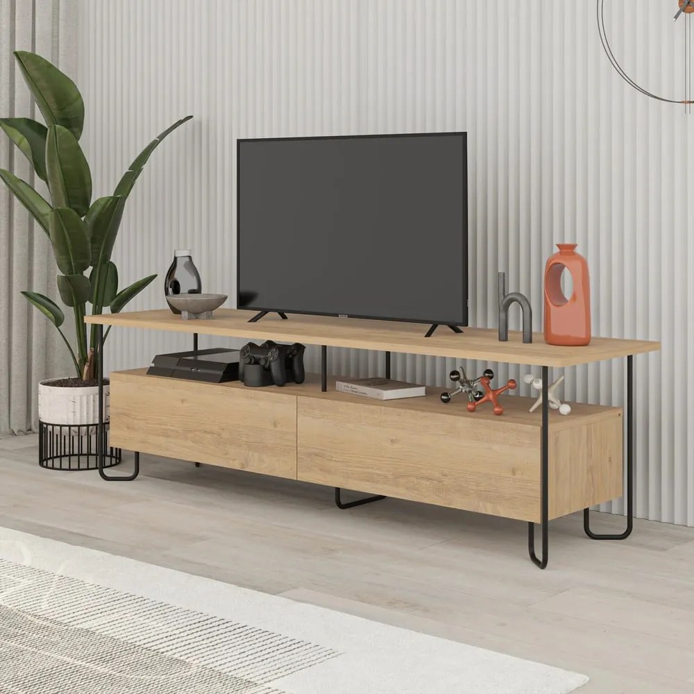 TV stolík v dekore duba v prírodnej farbe 150x45 cm Dilly – Marckeric