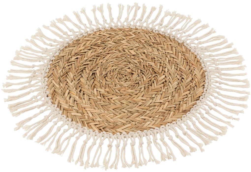 Prírodné pletené prestieranie / podtácok z morskej trávy so strapcami - Ø 50*1.5 cm