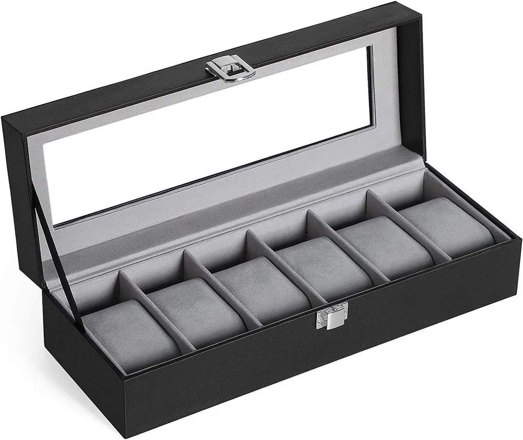 Songmics Box na hodinky Watch2, 30x8x11,2 cm, čierna/sivá