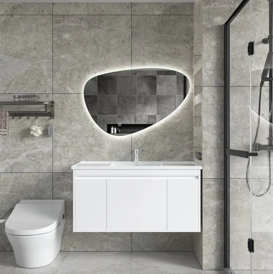 Erga Amelia, asymetrické LED zrkadlo 100x70 cm, 3630 lm, 3 farby svetla, zadné osvetlenie, ERG-V01-407-1070-00