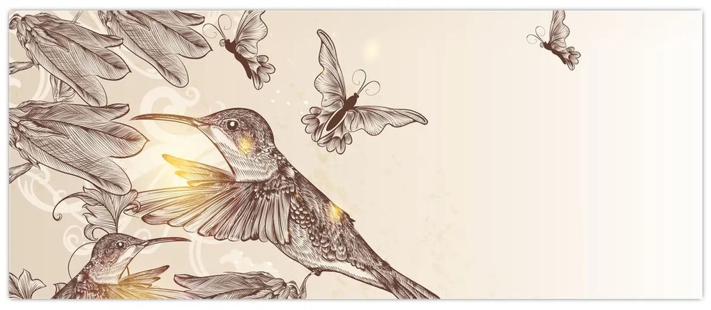 Obraz - Kolibríky (120x50 cm)