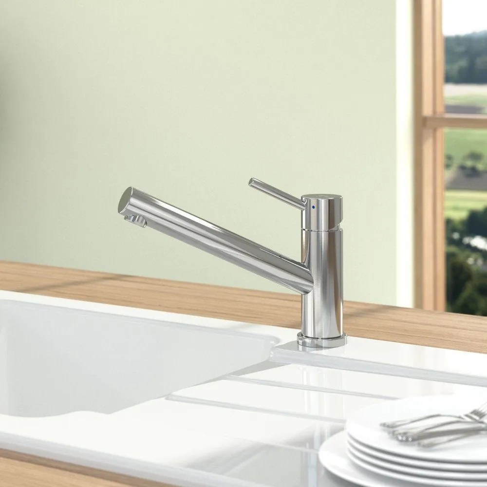 VILLEROY &amp; BOCH Como páková drezová batéria, výška výtoku 135 mm, oceľ nerezová leštená, 925100LE