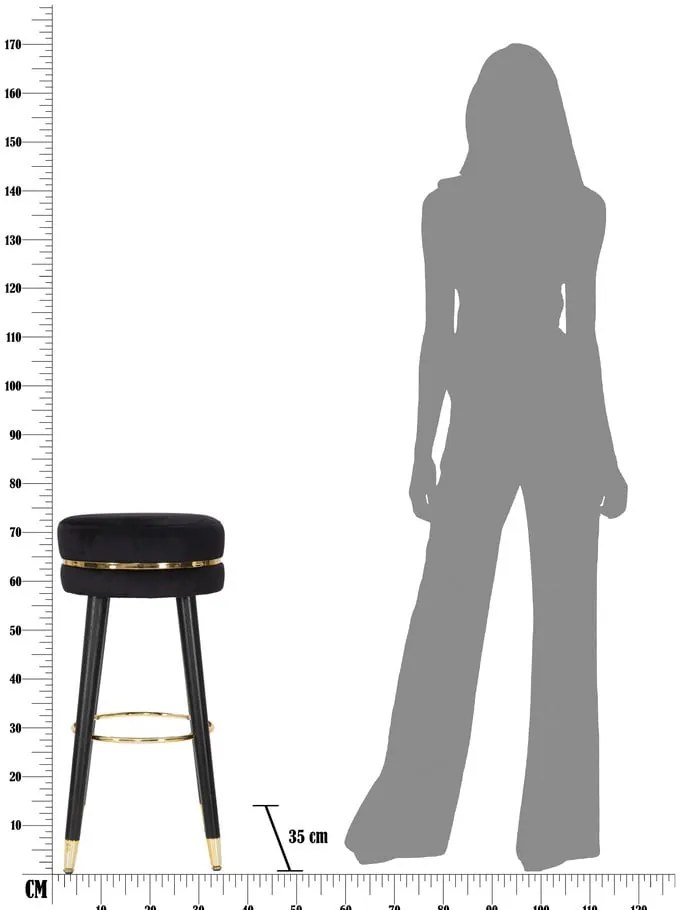 Čierna/v zlatej farbe čalúnená barová stolička (výška sedadla 74 cm) Paris – Mauro Ferretti