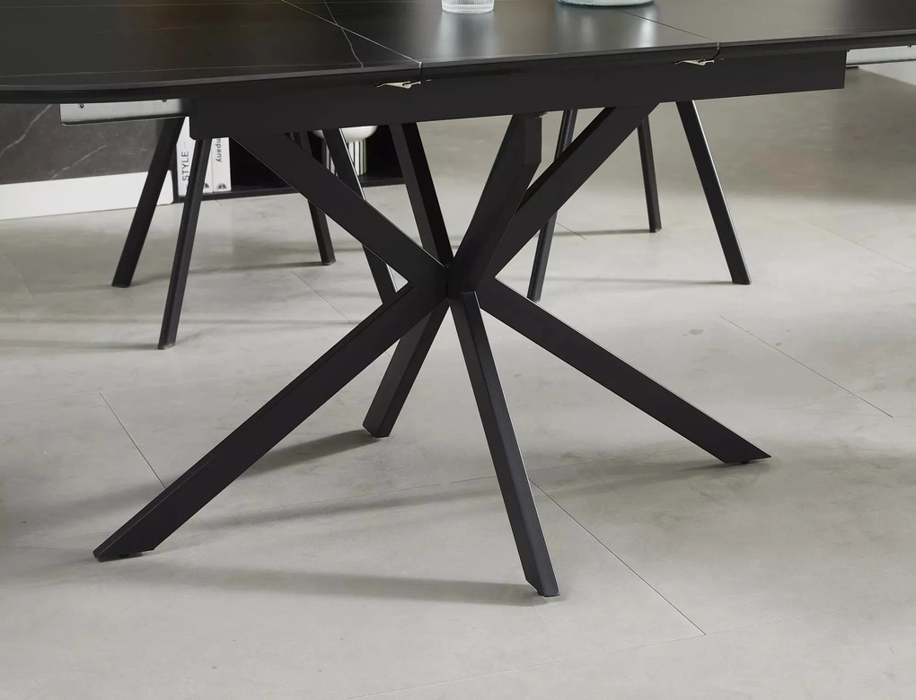 Jedálenský rozkladací stôl Gaston 140/180 cm keramika čierny mramor/čierny