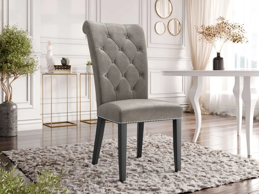 Čalúnená jedálenská stolička Piewik, Dostupné poťahy: Magic Velvet 2250, Farby nožičiek: čierna