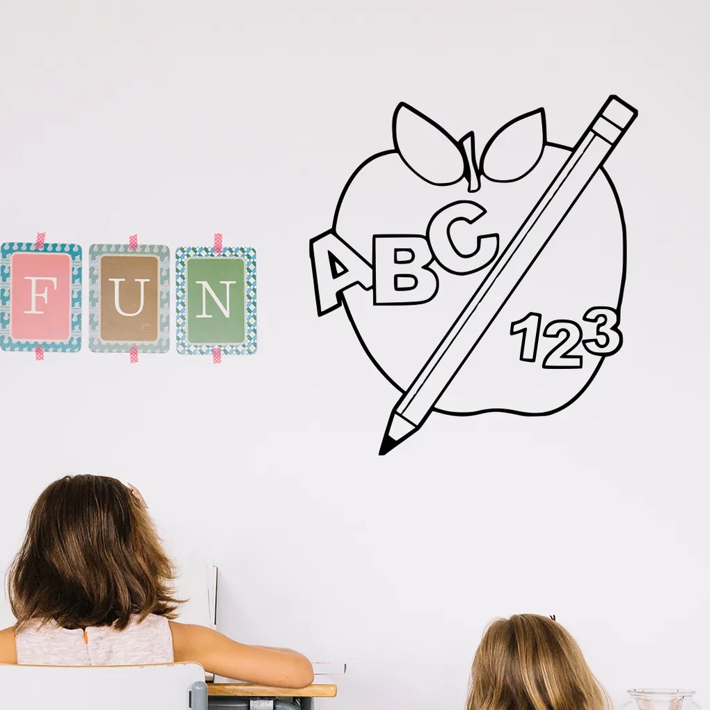 Veselá Stena Samolepka Jabĺčko s ceruzkou Farba: béžová, Veľkosť: 60 x 66 cm