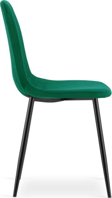 Set štyroch jedálenských stoličiek PADVA zamatové zelené / čierne nohy (4 ks)
