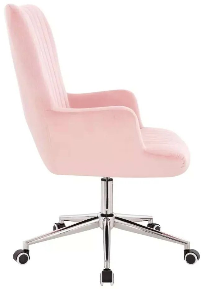 LuxuryForm DESIGN Kreslo AMADEO VELUR na striebornej podstave s kolieskami - ružové