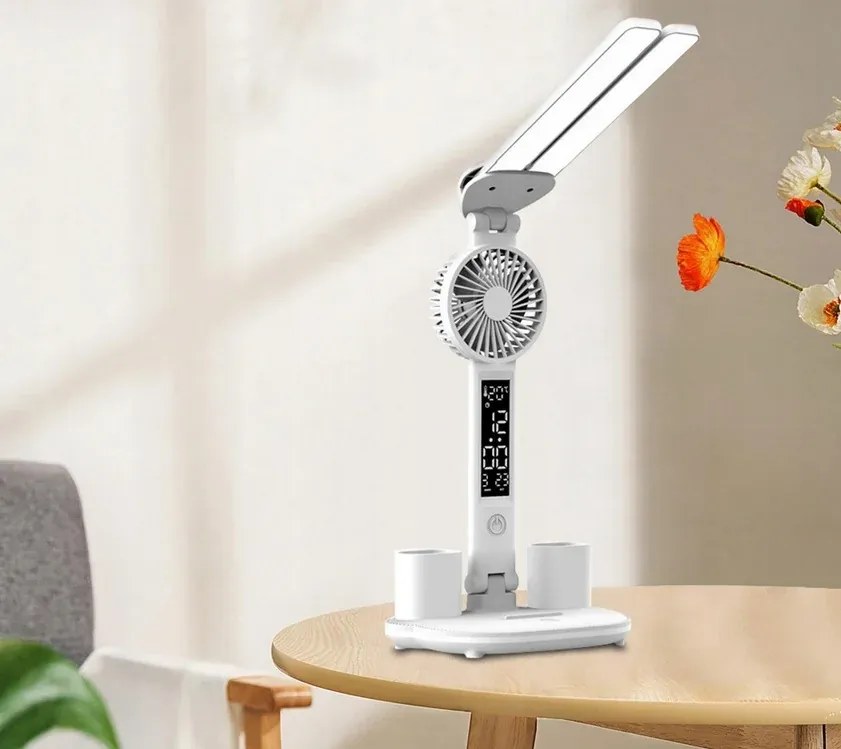 AFF Stolová lampa s ventilátorom, LCD displejom a držiakom na ceruzky