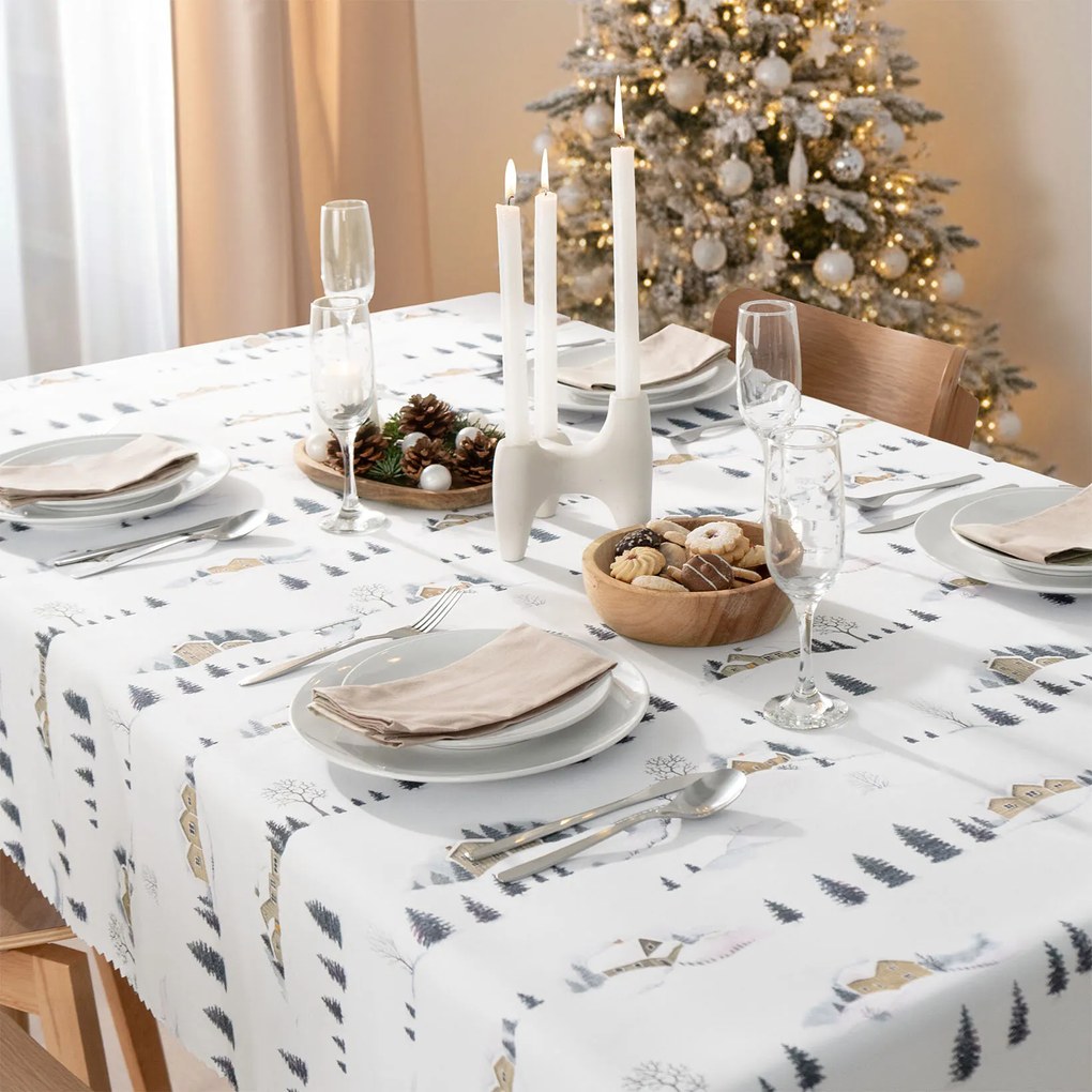 Goldea vianočný hranatý teflónový obrus - zimná krajina 80 x 80 cm
