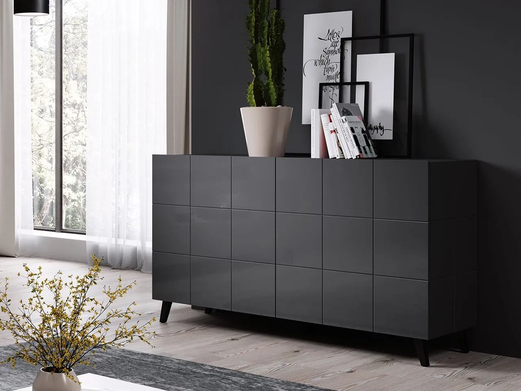 Moderná komoda Parnas 2D, Osvetlenie: osvetlenie LED, Farby: biely lesk