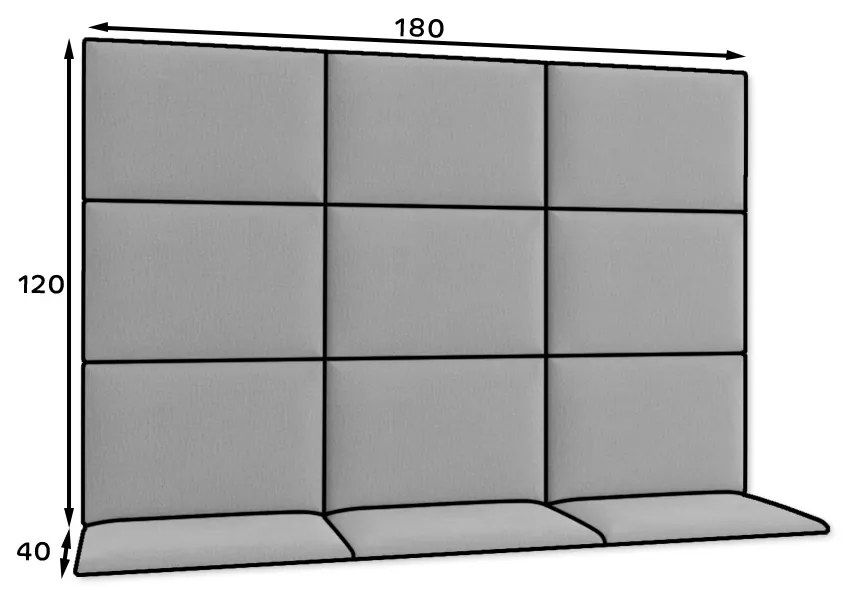 Set 12 čalúnených panelov Quadra 180x120 cm (tmavosivá). Akcia -20%. Vlastná spoľahlivá doprava až k Vám domov. 1051993