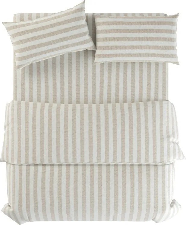Svetlosivé/krémové ľanové obliečky na dvojlôžko 200x200 cm Natural Stripes – Native Natural
