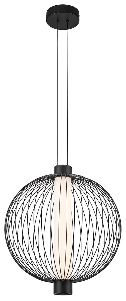Závesné svietidlo Kyoto, 1x čierne drôtené tienidlo, (fi 43cm), b