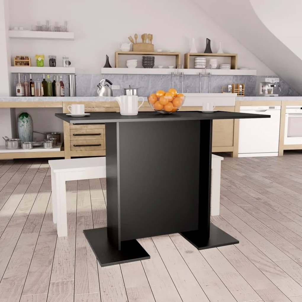 vidaXL Jedálenský stôl čierny 110x60x75 cm drevotrieska