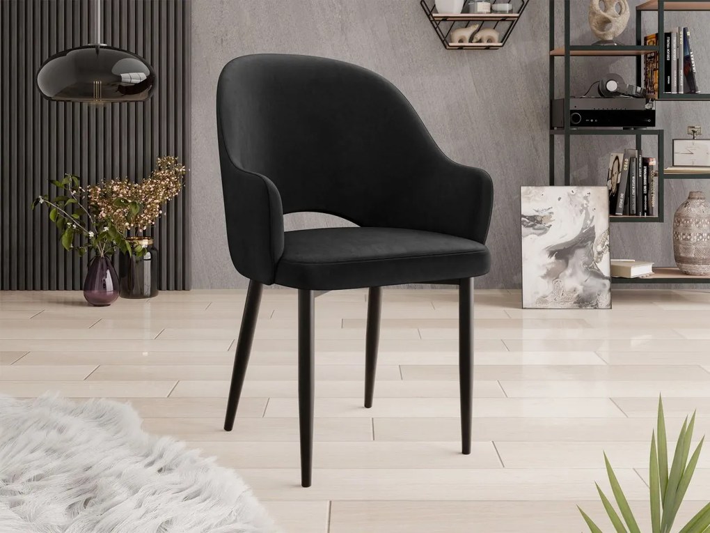 Čalúnená jedálenská stolička Dazja, Dostupné poťahy: Magic Velvet 2217, Farby: čierna