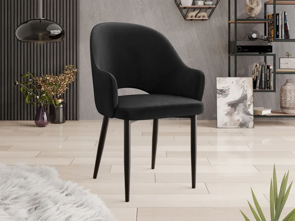 Čalúnená jedálenská stolička Dazja, Dostupné poťahy: Magic Velvet 2219, Farby: čierna