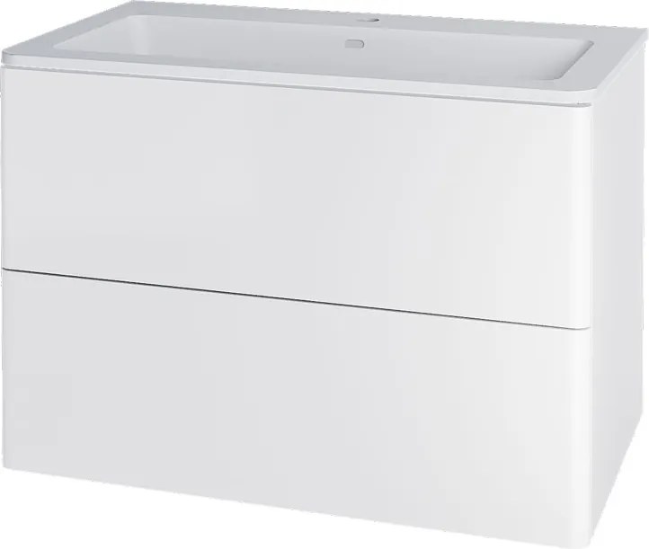 Mereo Siena, kúpeľňová skrinka s umývadlom z liateho mramoru 81 cm, biela lesk, MER-CN411M