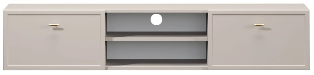 Závesný TV stolík Lorini 150 cm – kašmírová / zlaté úchytky T