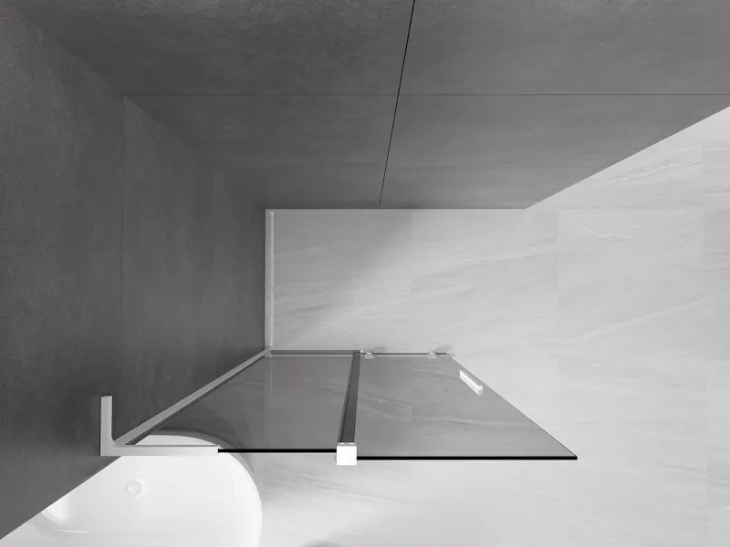Mexen Velar L, posuvná sprchová zástena Walk-in 110 x 200 cm, 8mm šedé sklo, biela matná, 871-110-003-43-20