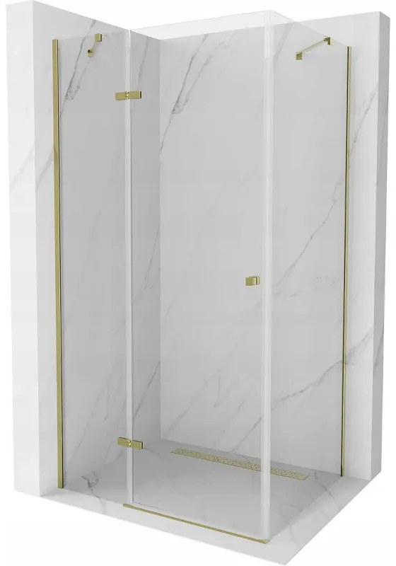 Mexen Roma, sprchovací kút 100 (dvere) x 70 (stena) cm, 6mm číre sklo, zlatý profil, 854-100-070-50-00