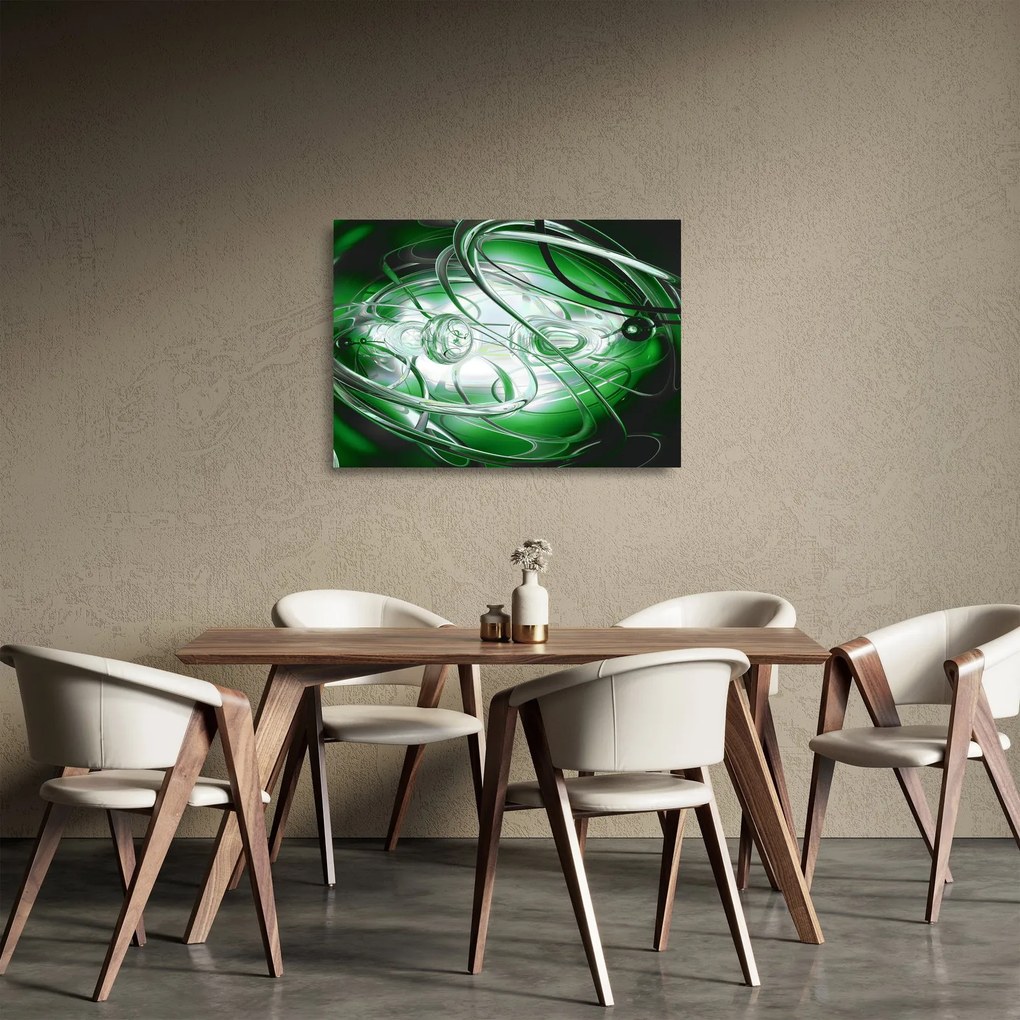 Zelený abstraktný sklenený obraz (70x50 cm)