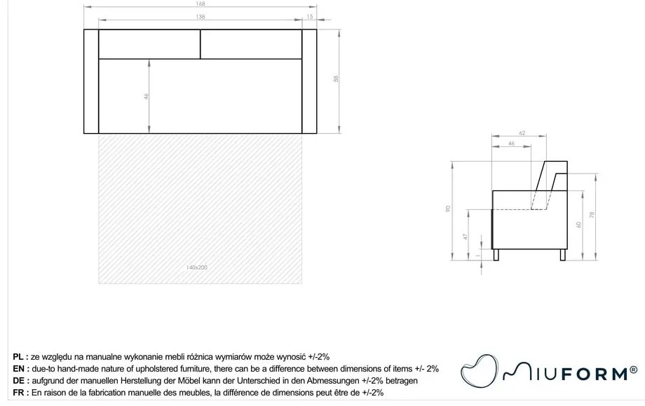 Ružová rozkladacia pohovka 168 cm Lucky Lucy - Miuform