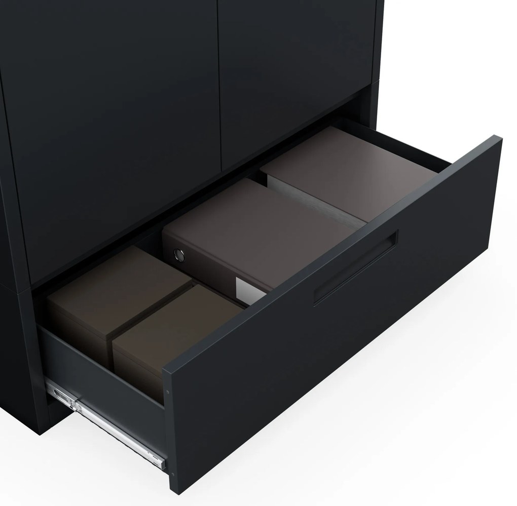 Kovová skriňa MEGAN – antracitová, jednoduchá zásuvka, 185 cm