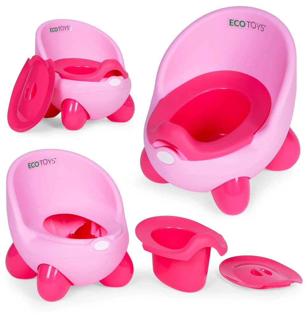 WC nočník pre deti, protišmykové nožičky, ružové ECOTOYS