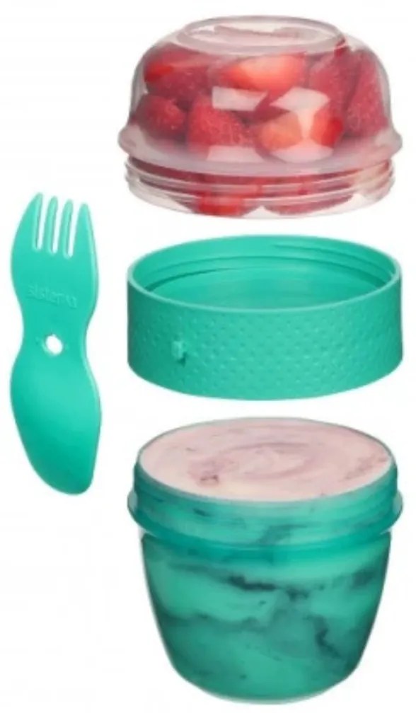 Box na jogurt a müsli, 2 komory + lyžica, SISTEMA, mix farieb Farba škatuliek SISTEMA: Fialová