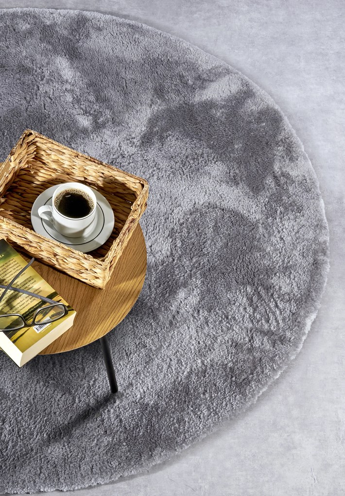 ELLE Decoration, Kusový koberec Cosy 106110 Silver kruh z kolekcie Elle, 200x200 (priemer) kruh, šedá, obývacia izba