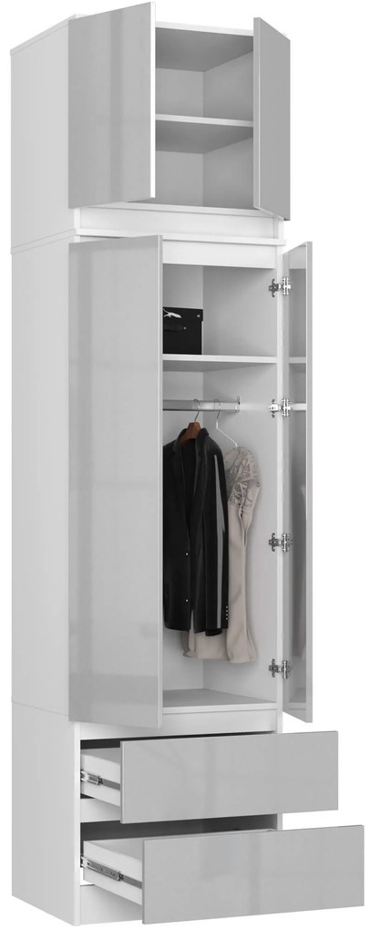 Šatníková skriňa s nástavcom Star 60 cm bielo-šedá
