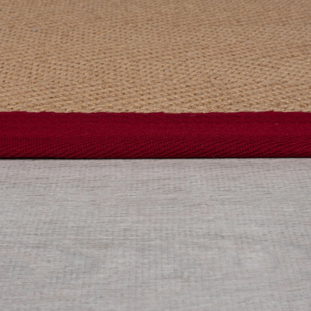 Flair Rugs, Kusový koberec Herringbone Border Kira Red, 200x290, béžová, chodba / predsieň