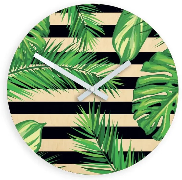 Nástenné hodiny Tropical čierno-zelené