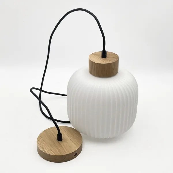 Luster na lanku HARMONY 1xE27/15W/230V pr. 20 cm biela/dub