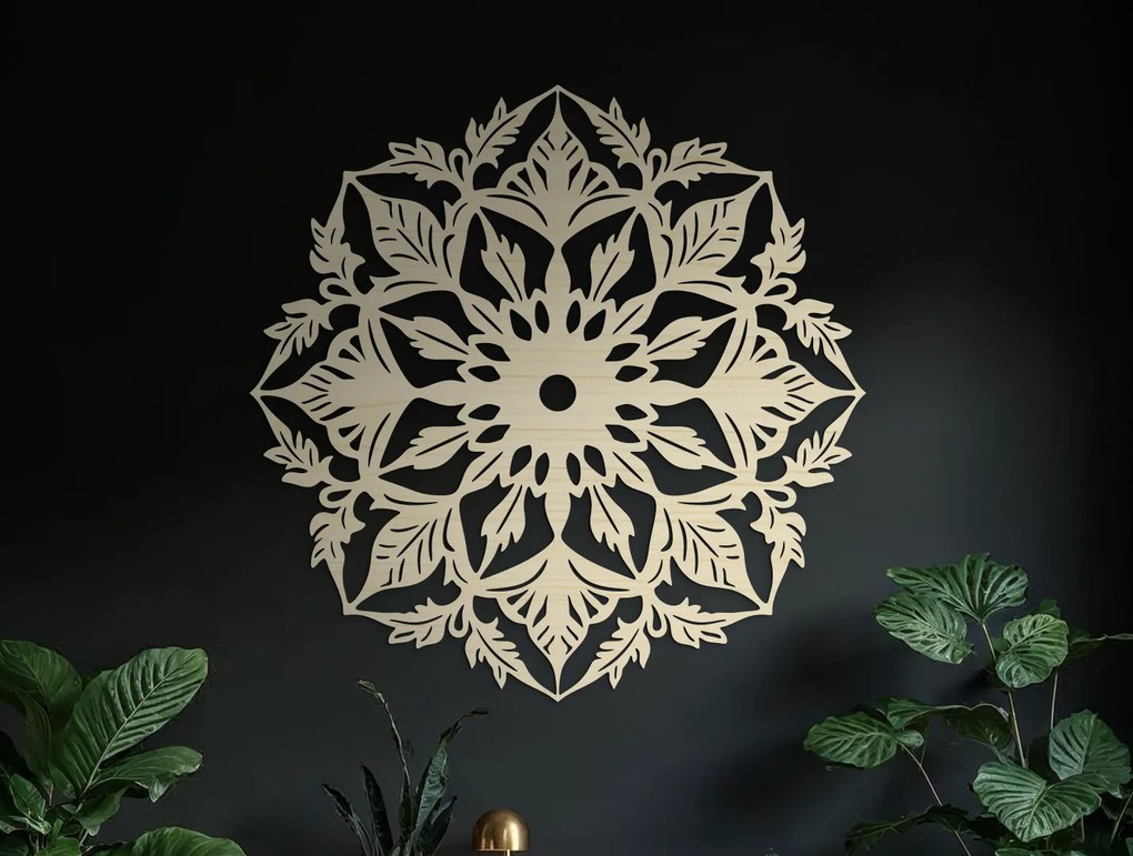 drevko Mandala na stenu Kvetina Rozmer obrazu: 44,5 x 46 cm, Farba dekorácie: Čierna