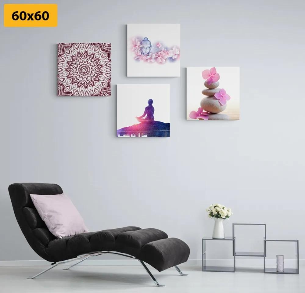 Set obrazov Feng Shui v ružovom prevedení - 4x 60x60