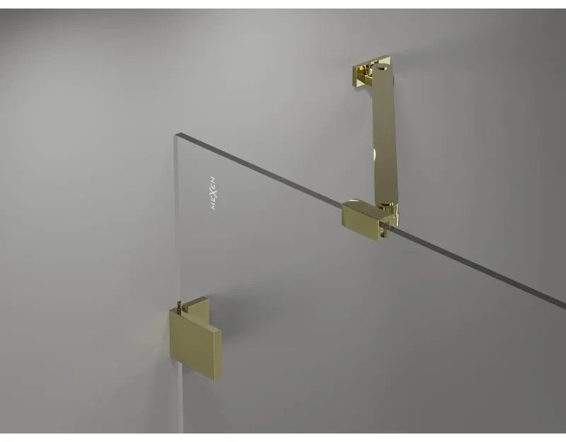 Mexen Lunar-B, ľavý výklopný sprchový kút 95 x 70 cm, 8mm číre sklo, zlatý profil, 832-095-070-50-00-L